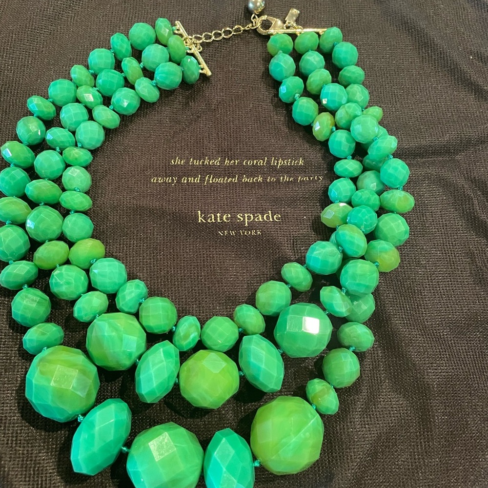 Kate Spade York Give It A Swirl Faceted Bead 3 Triple Strand Vintage Necklace